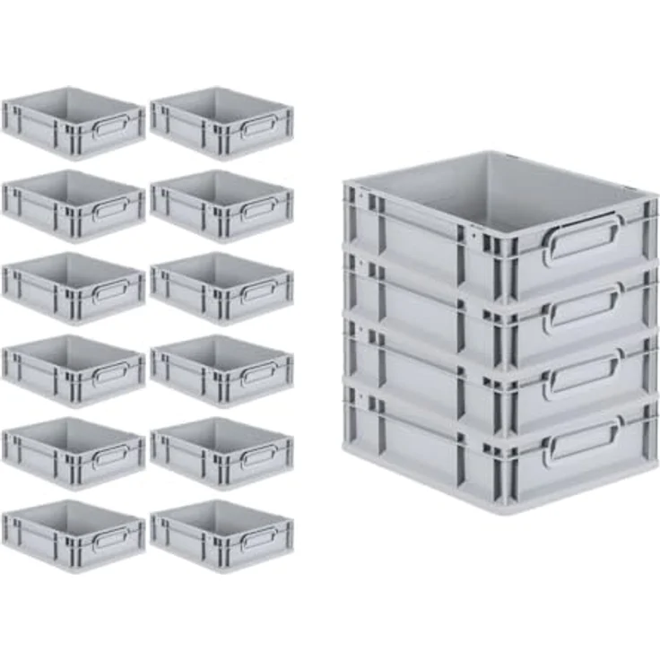 PROREGAL Eurobox NextGen Economy SuperSparSet, 16x Transportbox mit Scharnierdeckel, schwarzen Verschlüssen, 11 Liter, HxBxT 12x30x40cm, lebensmittelecht, stapelbar – Bild 4