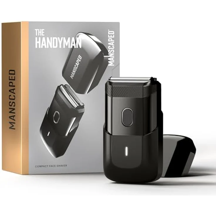 Manscaped Refining The Gentleman The Handyman™: Reise-Rasierapparat mit USB-C-Ladekabel, 60 Minuten Laufzeit, abwaschbar, Langhaartrimmer und Folienscherkopf, schwarz – Bild 1