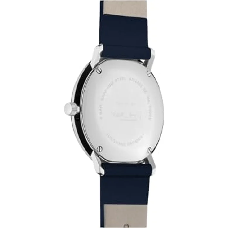 JUNGHANS max Bill Damen-Armbanduhr Quarz Dunkelblau, Lederarmband, Edelstahlgehäuse, Antireflex-Saphirglas, analoges Zifferblatt – Bild 3