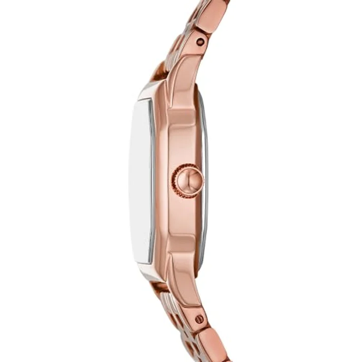 Fossil Damen Analog Quarz Uhr mit Edelstahl Armband ES5386, rechteckiges Gehäuse, roségoldfarben – Bild 3