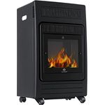 KESSER Gasheizer Gasheizofen Heizstrahler 3,4 kW Gas Kamin inkl. Gasdruckregler & Gasschlauch 2 Heizstufen Infrarot 3400W Gasheizstrahler Gasheizung Butan- oder Propangasflaschen bis 11kg Schwarz Schwarz, 