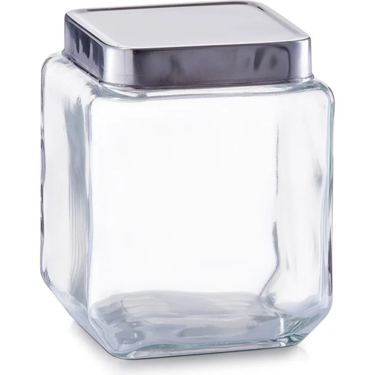Zeller Vorratsglas, 1100 ml, Edelstahldeckel 11x11x14, dekoratives Aufbewahrungsglas mit Silikonring