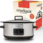 Crockpot Sizzle & Stew Digital Slow Cooker | 6,5 L (8+ Personen) | Abnehmbare induktionsgeeignete Schüssel für Fleisch und Gemüse | EU 2 Pin Stecker | Edelstahl [CSC112X] - Preisvergleich