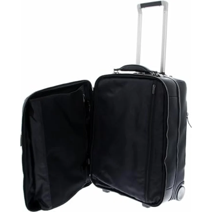 PIQUADRO Modus Trolley Cabin, Leder-Koffertrolley mit 2 Rädern, 15,6 Zoll Fächern, 47 Liter, Schwarz, 50 cm – Bild 5