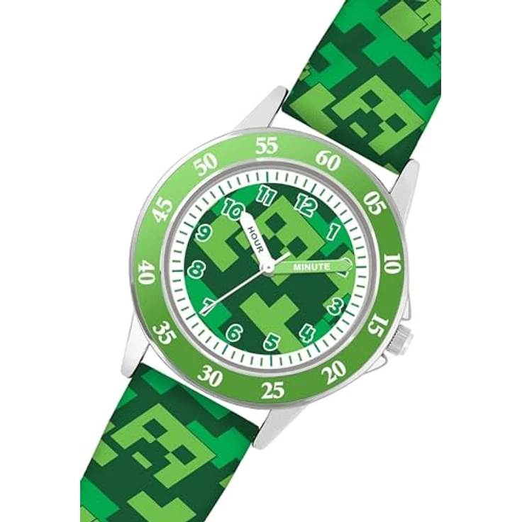 Minecraft Creeper MIN9033 Quarz-Armbanduhr für Lehrer, Grün, Modern, Kristallverzierung – Bild 4