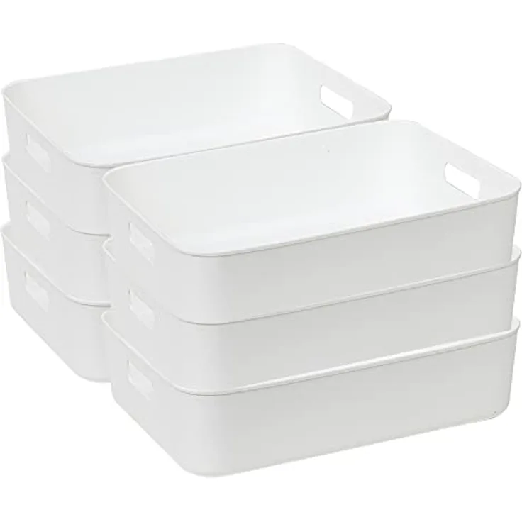 Cetomo 8 l x 6 Aufbewahrungskörbe, Aufbewahrungsbehälter, Haushalts-Organizer mit Griffen für Küche, Büro, Arbeitsplatten, Schränke, Schlafzimmer und Badezimmer