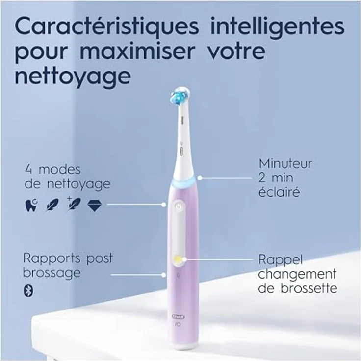 Braun Oral-B iO 4N Elektrische Zahnbürste, Lavendel, mit Bluetooth und Reiseetui für gründliche Mundhygiene – Bild 4