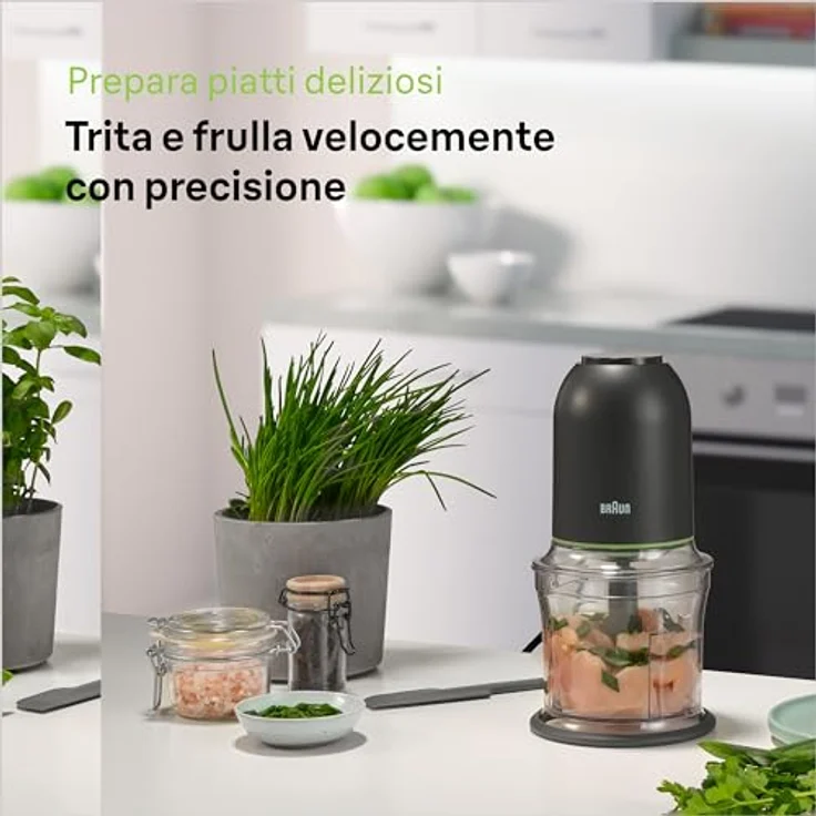 Braun MultiPractic 3 CH3011BK Zerkleinerer mit 4 Klingen aus Edelstahl, One Push-Funktion, Eiszerkleinerer, spülmaschinenfest, 500 W, Schwarz – Bild 3