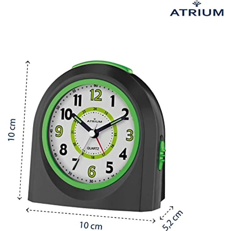 Atrium Kinder Wecker Analog Quarz mit Snooze und Licht, Schwarz Grün, A921-7 – Bild 3
