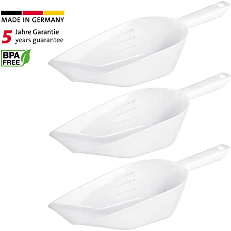 Westmark Back-/Abwiege-/Abfüllschaufeln, 3 Stück, Füllvolumen: je 1400 ml, Kunststoff, Halvar, Weiß, 909922E2 – Bild 2