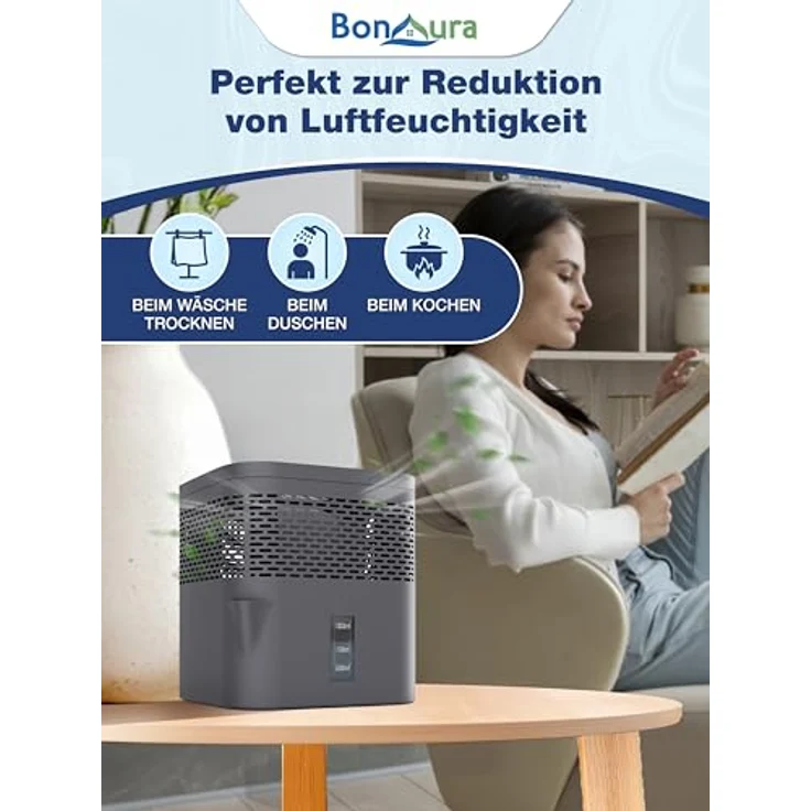 BonAura® Luftentfeuchter, Raumentfeuchter ohne Strom für Räume bis 16m², inklusive 450g Nachfüllpack - effektiver Schutz vor Schimmel und Feuchtigkeit – Bild 3