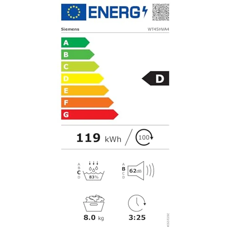 Siemens WQ43G2D0EM iQ300 Wärmepumpentrockner 8 kg, autoDry, super40, softDry, LED-Display, leise 63 dB, Energieklasse D, Weiß – Bild 20