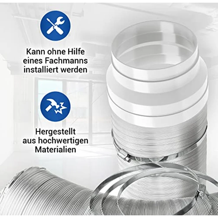 VIOKS Abluftschlauch Adapter 150mm - 125mm Reduzierstück für Abluftrohr Dunstabzugshaube, Abluftschlauch Verbinder für PVC Lüftungsschlauch 150mm – Bild 4