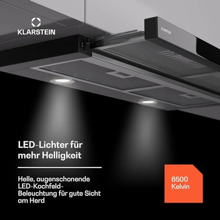 Klarstein Dunstabzugshaube 90cm, Abluft-Dunstabzugshaube mit Effiziente Wandhauben, 640m³/h Luftstrom, LEDs & Touch Controls – Bild 4