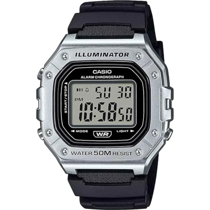 Casio Herren-Digitaluhr W-218HM-7AVEF, Schwarz/Stahlfarben mit Kunststoffarmband – Bild 2
