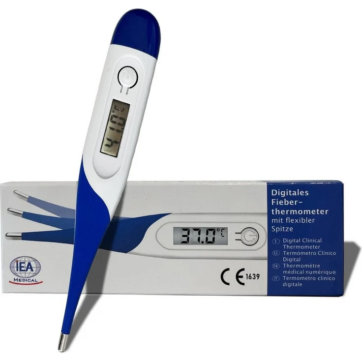 IEA Medical Fieberthermometer digital mit flexible Spitze, Fieberalarm, Reise Gadget, für Kinder & Erwachsene, Blau – Bild 1