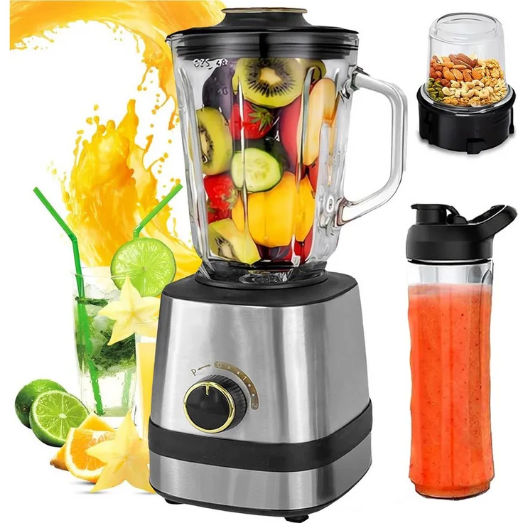 Forrlite 3-in-1 Standmixer mit 600 W, 1,5 L Mixbehälter, 6 Klingen, BPA-frei, inkl. 600 ml Tragbare Saftbecher