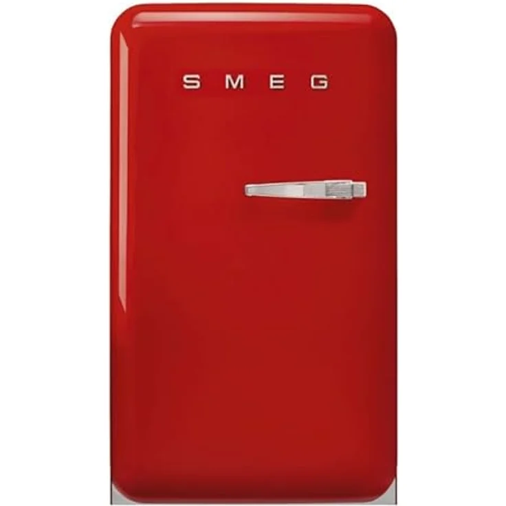 Smeg FAB10LRD6 Kühlschrank, Tisch Top Vintage, 122 l, links öffnend, Gefrierschrank 17 l, 1 verstellbarer Einlegeboden, Gemüsefach, LED-Beleuchtung, Rot, H 97 cm – Bild 1