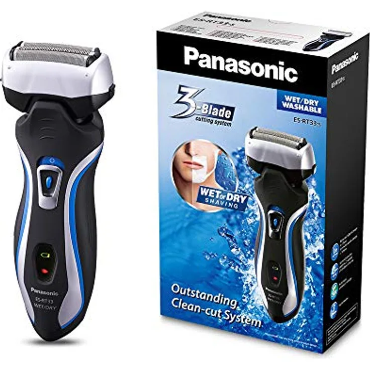 Panasonic Nass/Trocken-Rasierer ES-RT33-S503 mit 3 Scherelementen, 10.000 Schwingungen/Min., silber/schwarz