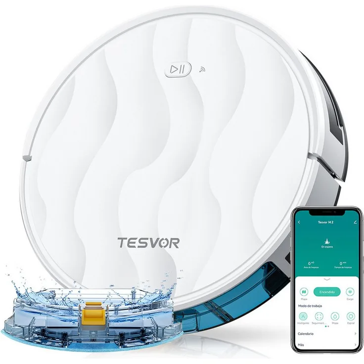 Tesvor Saugroboter TESVORM2 6000pa mit Wischfunktion 5200mAh, Weiß, Beutellos, 6000Pa - Preisvergleich