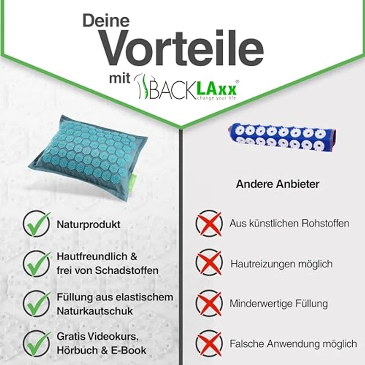 BACKLAxx® Akupressurmatte und Akupressur Kissen aus Halbleinen und Kokosfasern, nachhaltig und antibakteriell – Bild 6