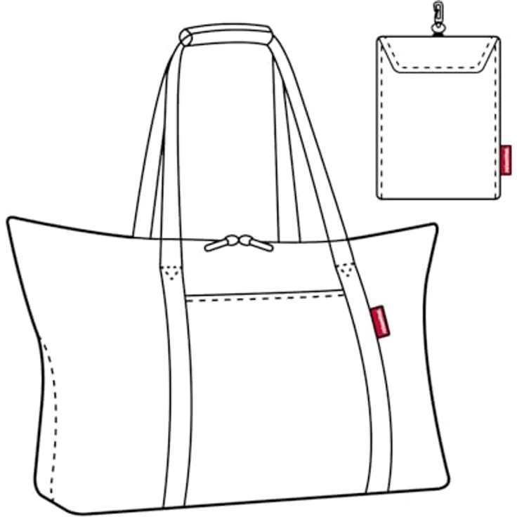Reisenthel Einkaufstasche mini maxi travelbag Shopper, klein zusammenfaltbar, Schwarz, mit Reißverschluss und Schlüsselhalter – Bild 4