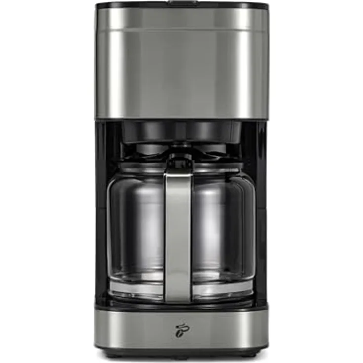 Tchibo Filterkaffeemaschine „Let‘s Brew Elegant“, für bis zu 10 Tassen, 1,25L Aroma-Glaskaraffe, Edelstahl-Warmhalteplatte, Tropf-Stopp, Abschaltautomatik, Edelstahlfarben