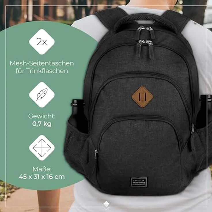 travelite Basics Rucksack Melange, 45 cm – Bild 3