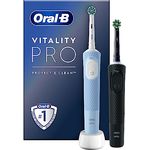 Oral-B Vitality Pro Elektrische Zahnbürste/Electric Toothbrush, Doppelpack mit 2 Aufsteckbürsten, 3 Putzmodi für Zahnpflege, Geschenk Mann/Frau, Designed by Braun, schwarz/blau