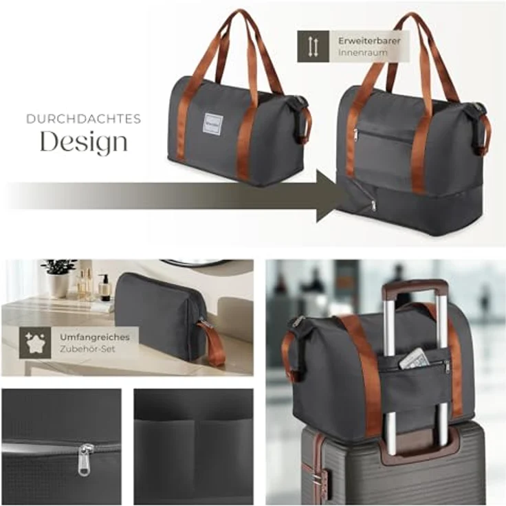 tectake® 13-TLG. Koffer Set mit Reisetasche, Koffer & Trolleys, Hartschalenkoffer mit TSA Schloss - anthrazit – Bild 5