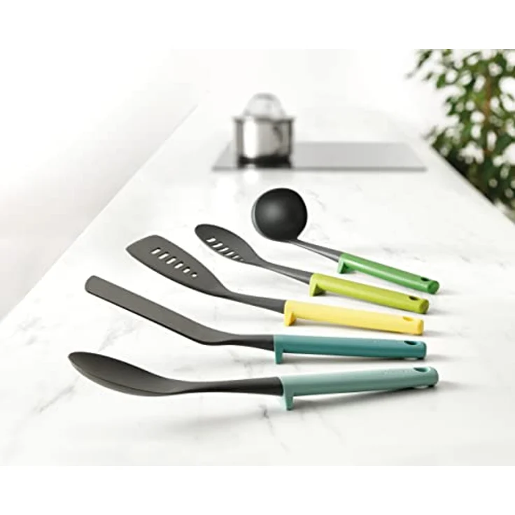Joseph Joseph Duo 5-teiliges Utensilienset mit integrierter Werkzeugablage, Hygienisches Küchenutensilienset für die Verwendung mit antihaftbeschichtetem Kochgeschirr, Opa – Bild 1