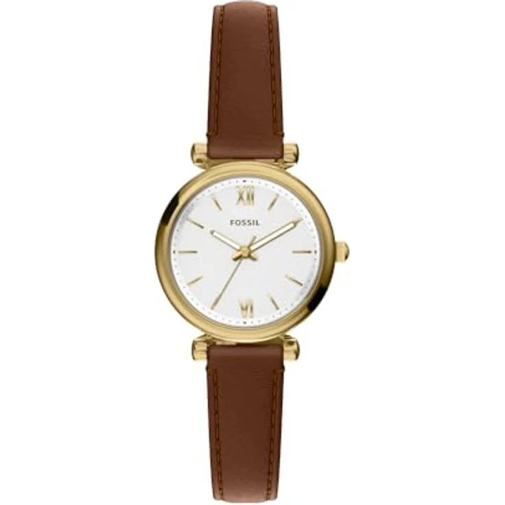 Fossil Carlie Damenuhr, Analog Quarz mit Edelstahlband, perlmuttfarbenem Ziffernblatt, gold – Bild 1