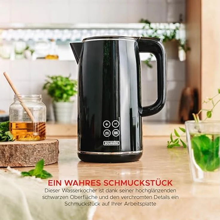 Bourgini Cool Touch Digitaler Wasserkocher, 1.7 l mit Warmhaltefunktion und digitalem Bildschirm, Schwarz – Bild 5