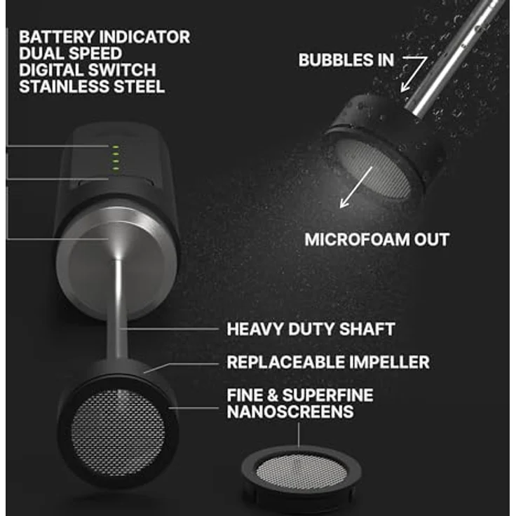 Subminimal NanoFoamer Lithium Hand Milchschäumer | Mikro geschäumte Milch für Premium Barista-Style Kaffeegetränke | Wiederaufladbarer Milchaufschäumer für Cappuccino,Latte,Heiße Schokoladen und mehr – Bild 5