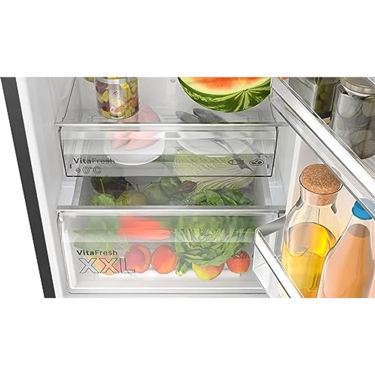 Bosch KGN39VXAT Serie 4 Kühl-Gefrier-Kombination, 203 x 60 cm, 260 L Kühlen + 103 L Gefrieren, VitaFresh XXL <0 °C>, Energieeffizienzklasse A, No Frost, Hochglanz-Rückwand mit Multi Airflow – Bild 2