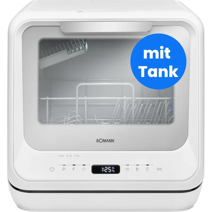 Bomann® TSG 5704 Tischgeschirrspüler, Mini Geschirrspüler mit integriertem Wassertank, 6 Programme, 36-70°C, Camping Spülmaschine, silbergrauer Geschirrkorb