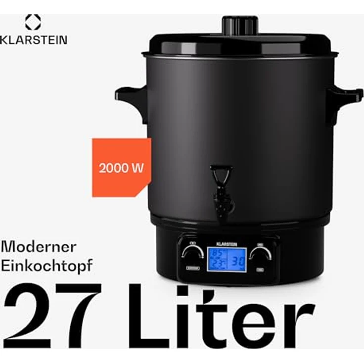 Klarstein Biggie Digital Einkochtopf, 27L Edelstahl, 2000W mit Heizfunktion und Zapfhahn – Bild 4