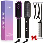 Haarglätter Bürste, VKK Glättbürste mit 25s schnell aufheizendem, 5 Temp Einstellungen & Verbrühungsschutz, Glättungbürste mit Iron und eingebautem Kamm, professionelles Haarwerkzeug zum Stylen