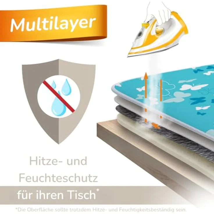 smart&gentle Bügelmatte 100x65cm für Dampfbügeleisen, rutschfeste Bügelunterlage mit Hitze- und Feuchtigkeitsschutz, Designed in Germany – Bild 3