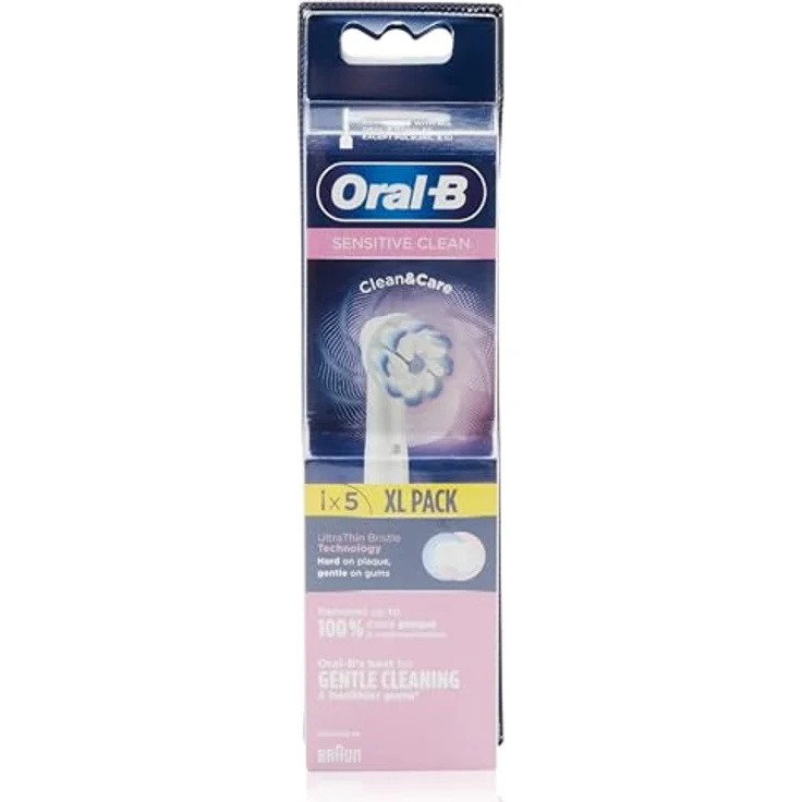 Oral-B Sensitive Clean Ersatzbürstenköpfe, Packung mit 5 Stück, sanfte Reinigung für gesundes Zahnfleisch, kompatibel mit allen Oral-B Zahnbürsten außer Pulsonic und iO – Bild 1