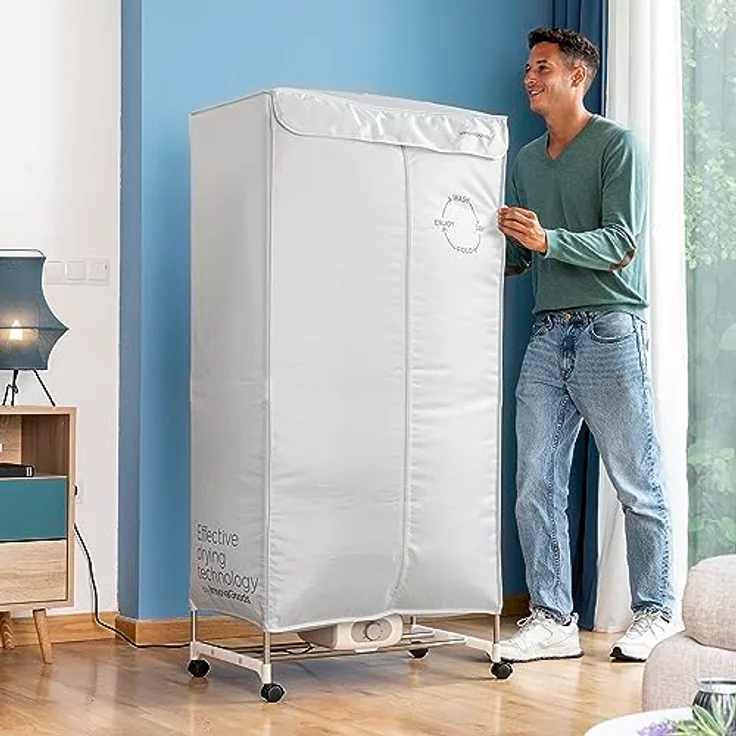 InnovaGoods Tragbarer elektrischer Wäschetrockner mit 2 Höhen Dupledry 1200 W, Antibakteriell, Timer, tragbar, weiß – Bild 4