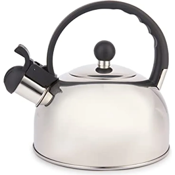 La Cafetière Edelstahl-Wasserkocher mit Pfeiffunktion, 1,3 Liter, induktionssicher für Herd und Gasherd, silber