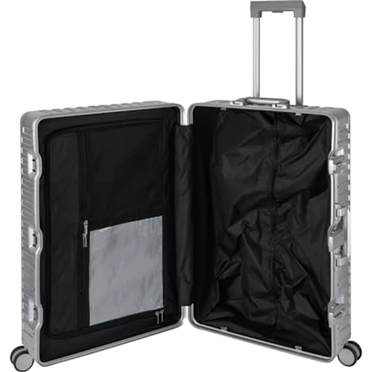 Travelhouse Tokyo Alu Reisekoffer Silber L-72cm Hartschalenkoffer Reisetrolley Suitecase Trolley 2X TSA Zahlenschloss 4 Doppelräder 360° Rollen Vol. 83,5L - Leichtgewichtiger Aluminiumkoffer mit noiseless Funktion – Bild 3