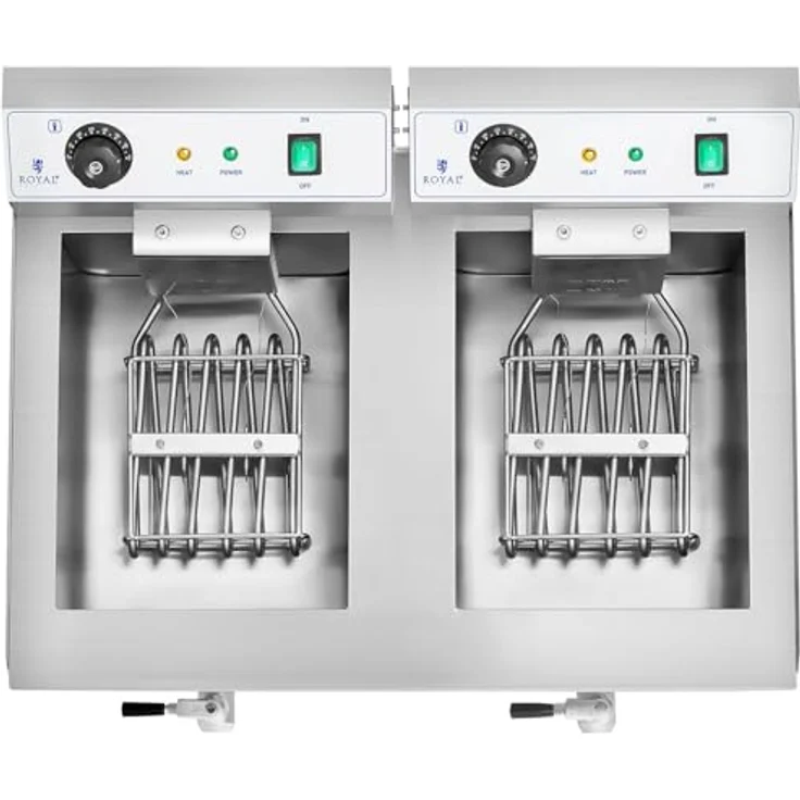 Royal Catering Fritteuse Edelstahl Doppel Fritteuse RCEF 16DH 1 2 x 16 Liter 7200 Watt – Bild 2