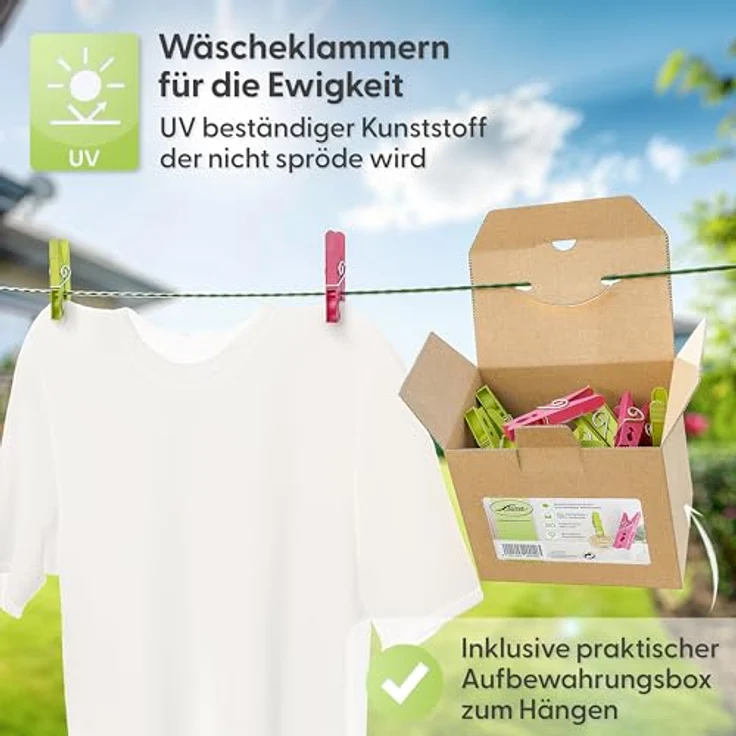 Wäscheklammern 50 Stück aus Kunststoff mit stabiler Aussenringfeder – Bild 5
