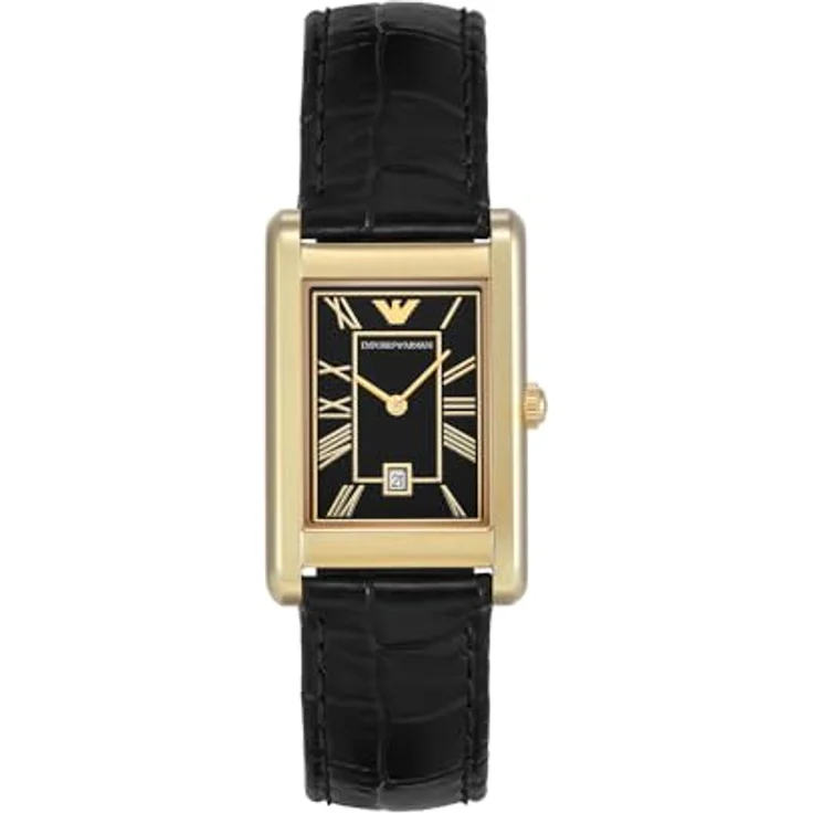 Emporio Armani Watch for Men, Automatic Movement and 36mm Case Size with Stainless Steel, Leather or Silicone Strap Mattschwarz, 25MM – Bild 1