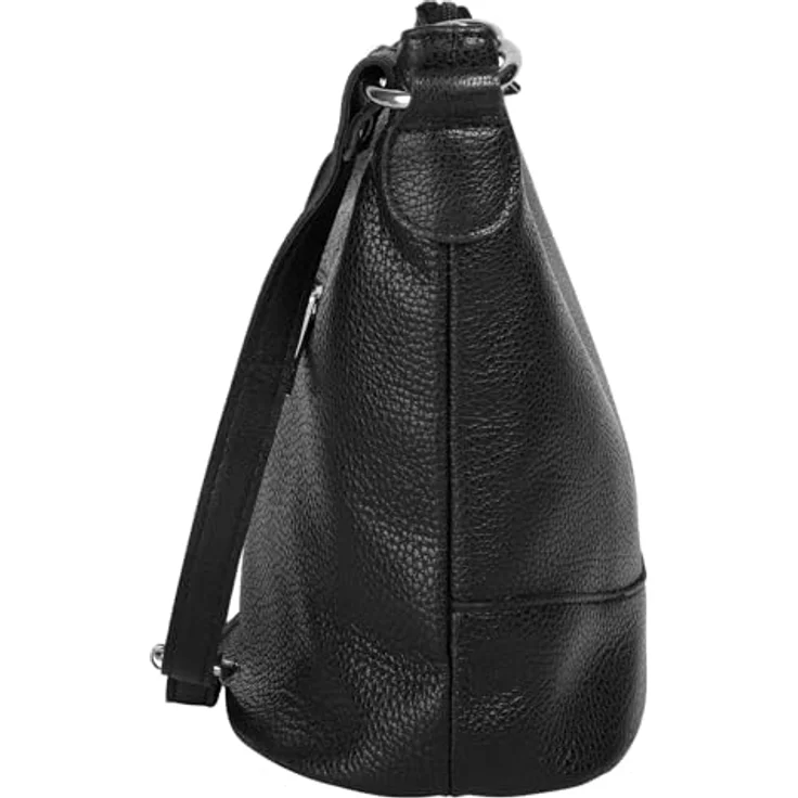 Cluty Umhängetasche, echt Leder, Made in Italy, seidig glänzend, schwarz – Bild 6