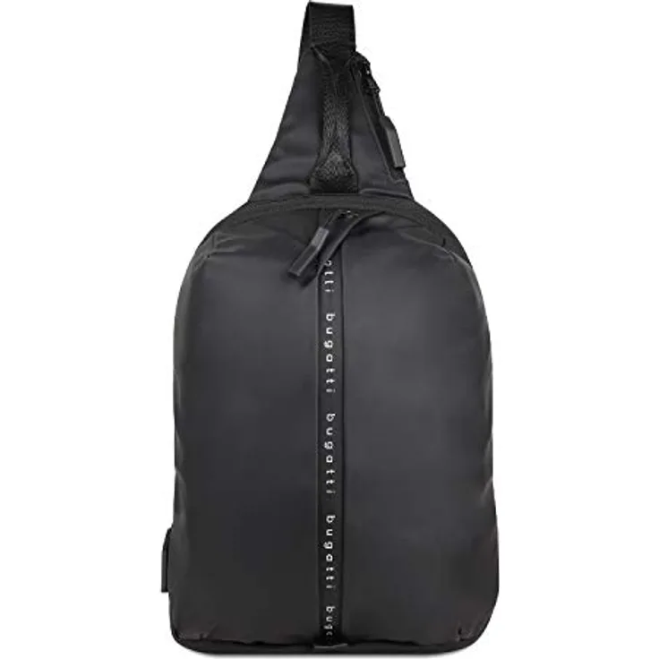 Bugatti Handtasche Blanc Schwarz, funktionaler Rucksack mit mehreren Fächern und gepolsterten Schulterträgern