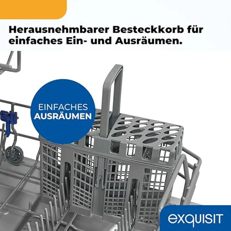 Exquisit EGSP52109-E-030E Geschirrspüler, 9 Maßgedecke, 6 Programme, kompakt, freistehend, Silber, Startzeitverzögerung, Intensiv-Modus, 45 cm – Bild 10