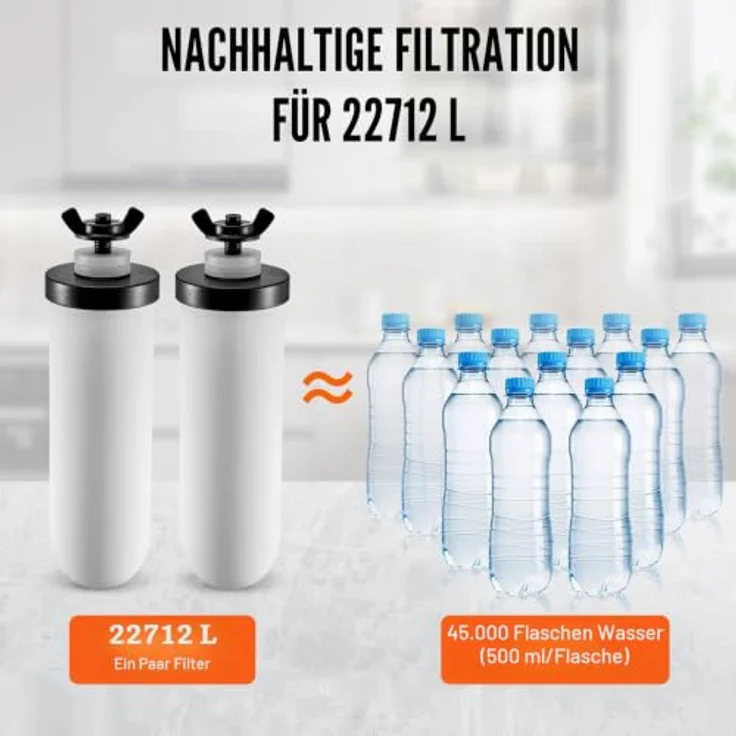 VEVOR Schwerkraft-Wasserfiltersystem Keramik-Ersatzfilter, 99% Chlorentfernung, 2 Stück, weiß – Bild 5
